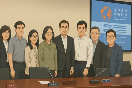 環境部次長施文真與其他與會者在《氣候變遷因應法》兩周年座談會合影。